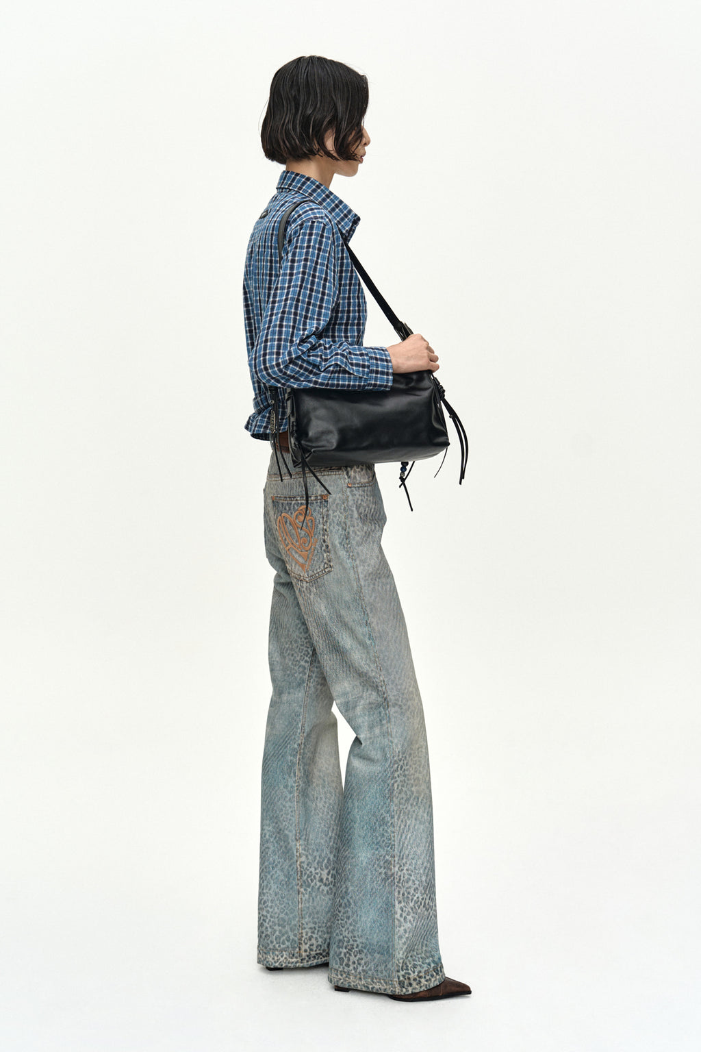 Andersson Bell - Leopard Fade Denim Printed Bootscut Jeans (Blue) product image 7 | TRAB K-Fashion Australia