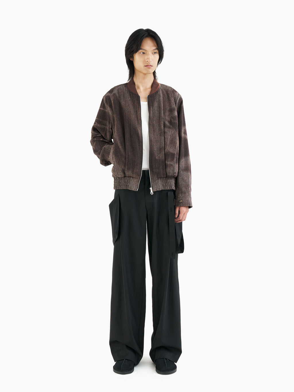 Jiyong Kim - Sun-Bleached Pleated Bomber (Brown) product image 1 | TRAB K-Fashion Australia