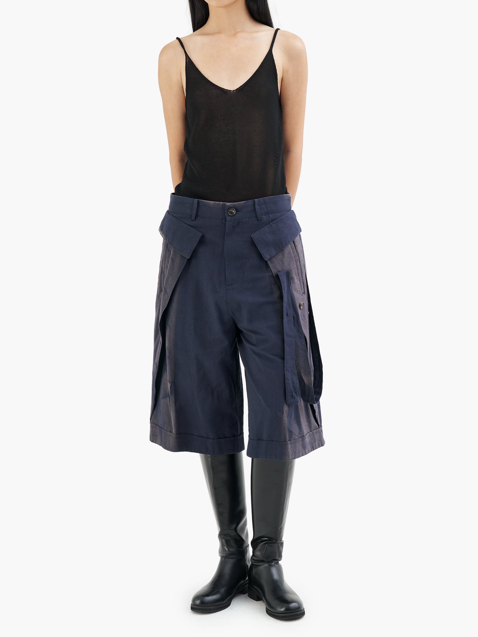 Jiyong Kim - Sun-Bleched Layered Half Trousers (Navy) product image 3 | TRAB K-Fashion Australia