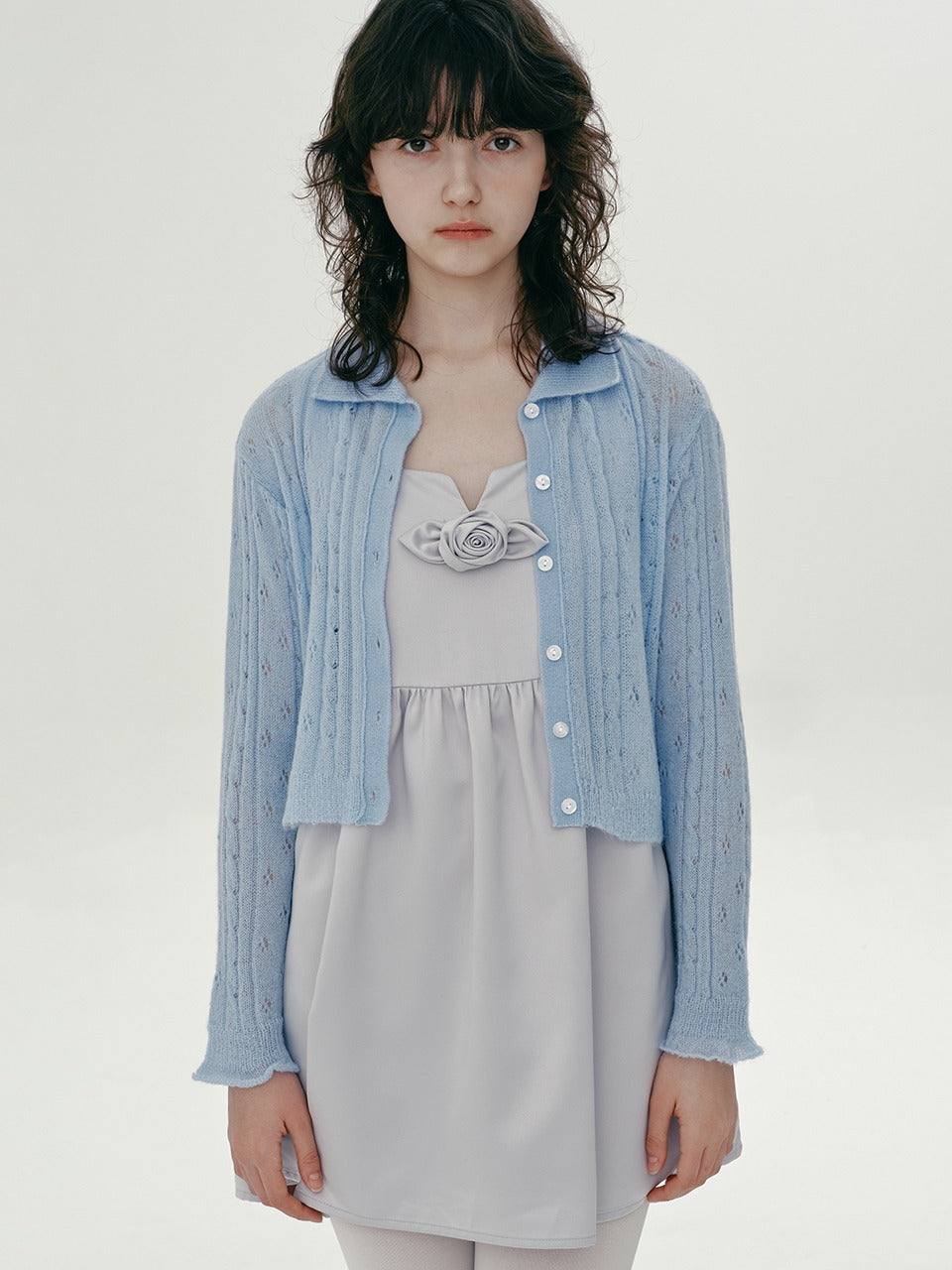 Margarin Fingers - Collar Mohair Cardigan (Sky) product image 1 | TRAB K-Fashion Australia