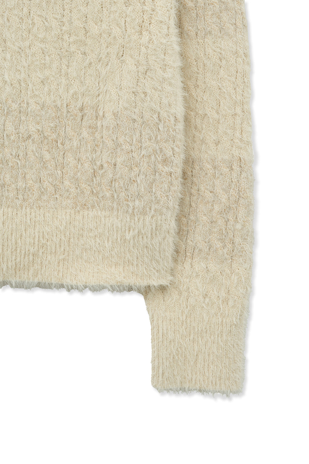 Matin Kim - Hairy Cable Knit Pullover (Light Beige) product image 5 | TRAB K-Fashion Australia