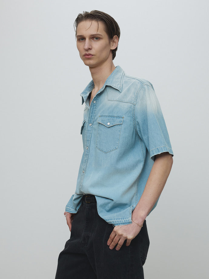 Tonywack - Washed Denim Cut-Off Shirt (Washed Blue) product image 3 | TRAB K-Fashion Australia