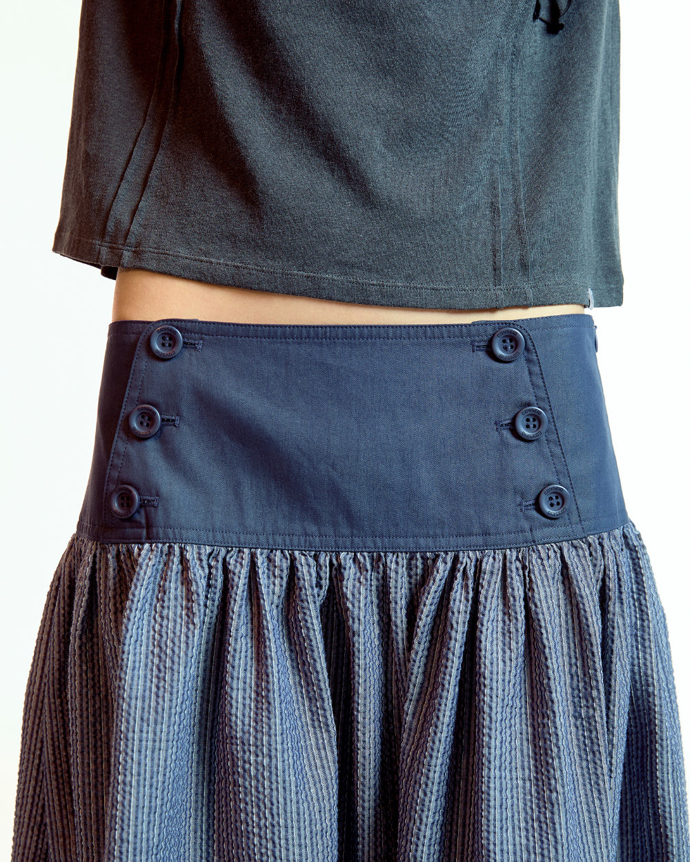 Coyseio - Double Button Stripe Skirt (Navy) product image 8 | TRAB K-Fashion Australia
