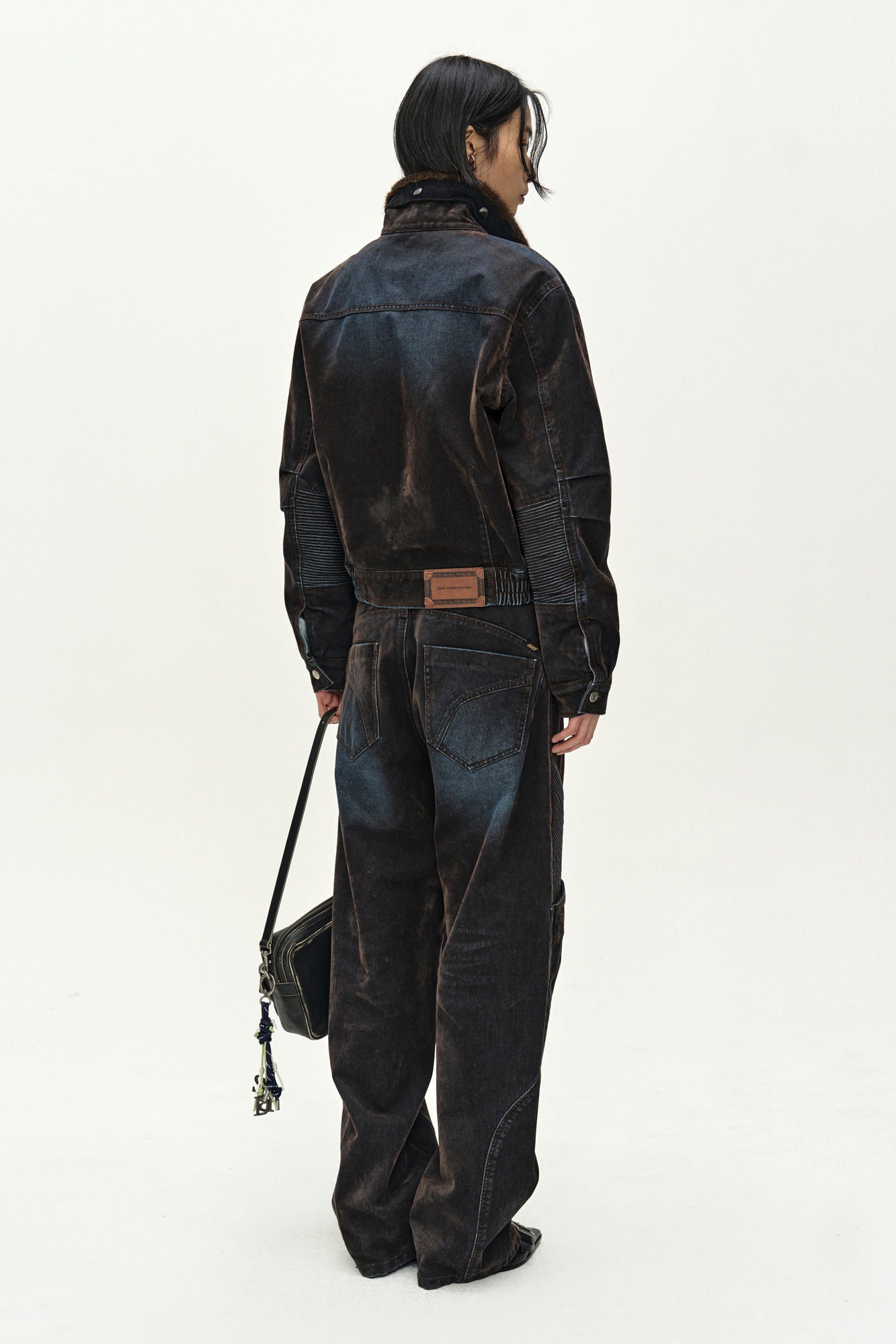 Andersson Bell - Unisex Rodeo Biker Wide-Leg Jeans (brown/blue) (Brown/Blue) product image 4 | TRAB K-Fashion Australia
