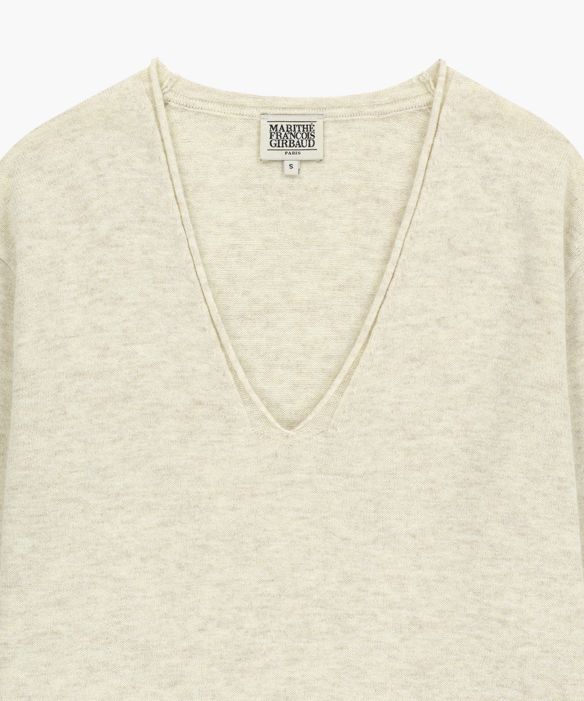 Marithe & Francois Girbaud - Deep V-neck Oversized Knit (Oatmeal) product image 3 | TRAB K-Fashion Australia