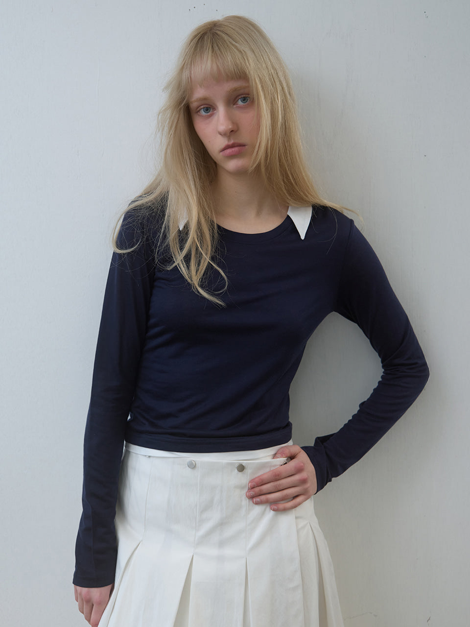 Kijun - Collar Jersey Top (Navy) product image 6 | TRAB K-Fashion Australia