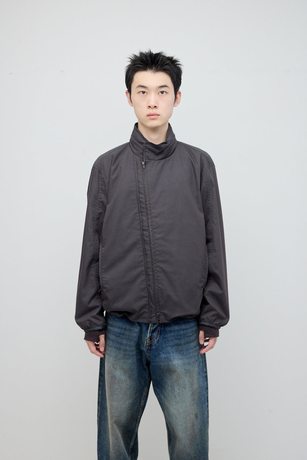 Hatchingroom - Diagonal Zip Jacket V2 (Charcoal) product image 7 | TRAB K-Fashion Australia