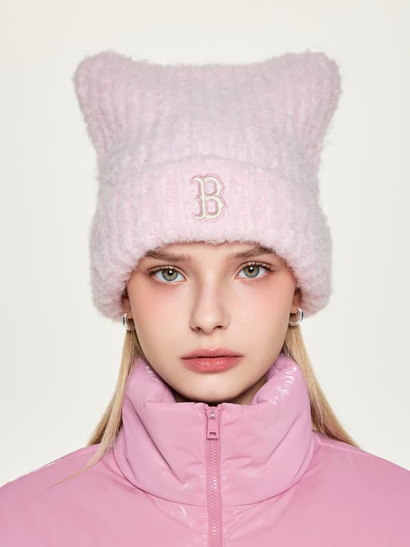 MLB Korea - Plush Meow Beanie Boston Red Sox (Pink) product image 5 | TRAB K-Fashion Australia