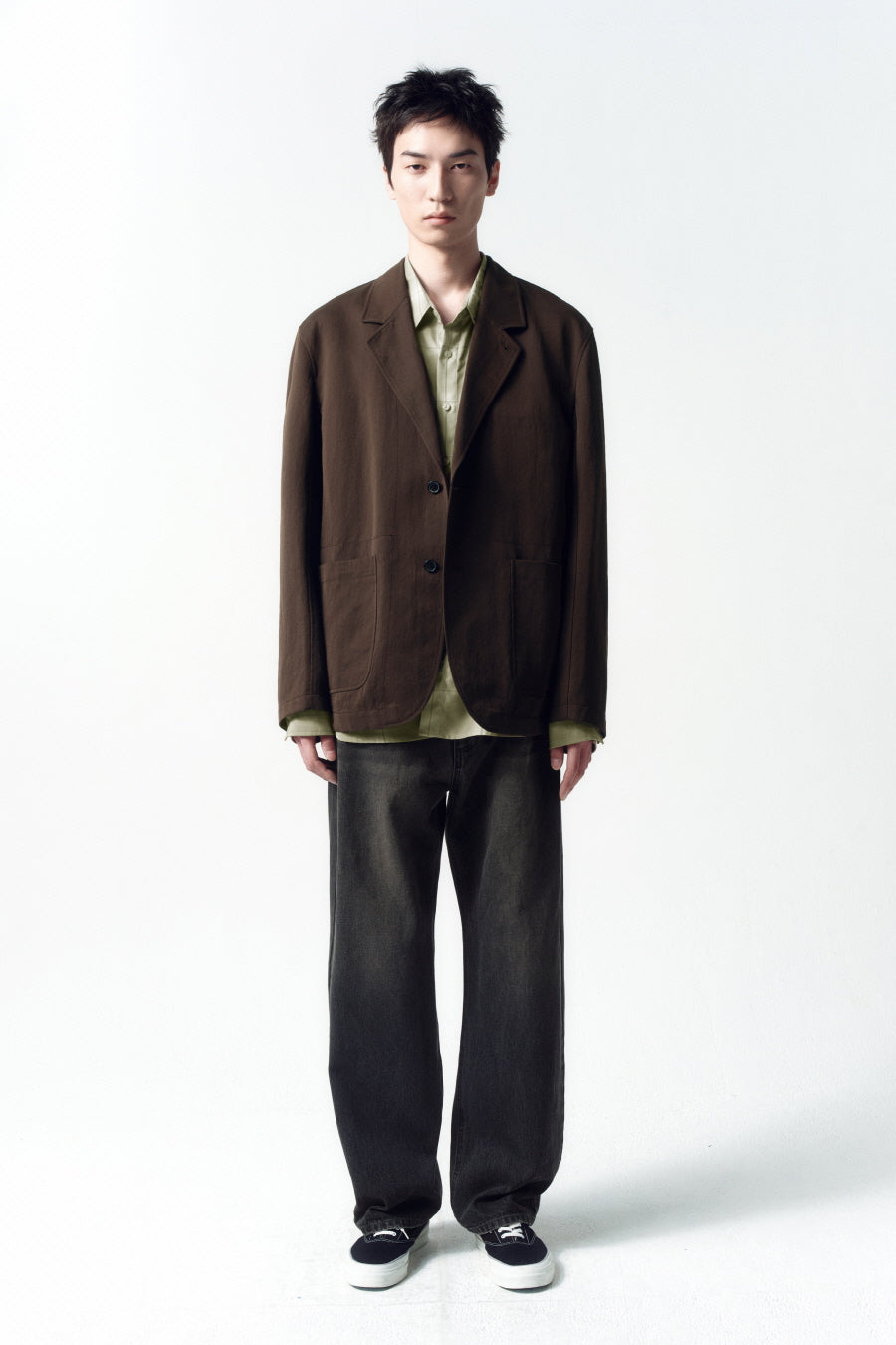 Insilence - Semi-Wide Denim Pants (Mud Grey) product image 1 | TRAB K-Fashion Australia