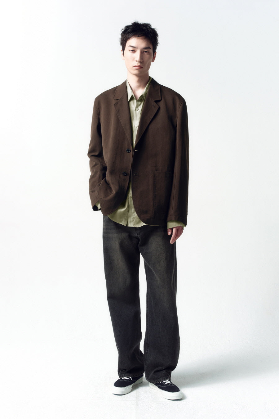 Insilence - Semi-wide denim pants (Mud Grey) product image 4 | TRAB K-Fashion Australia