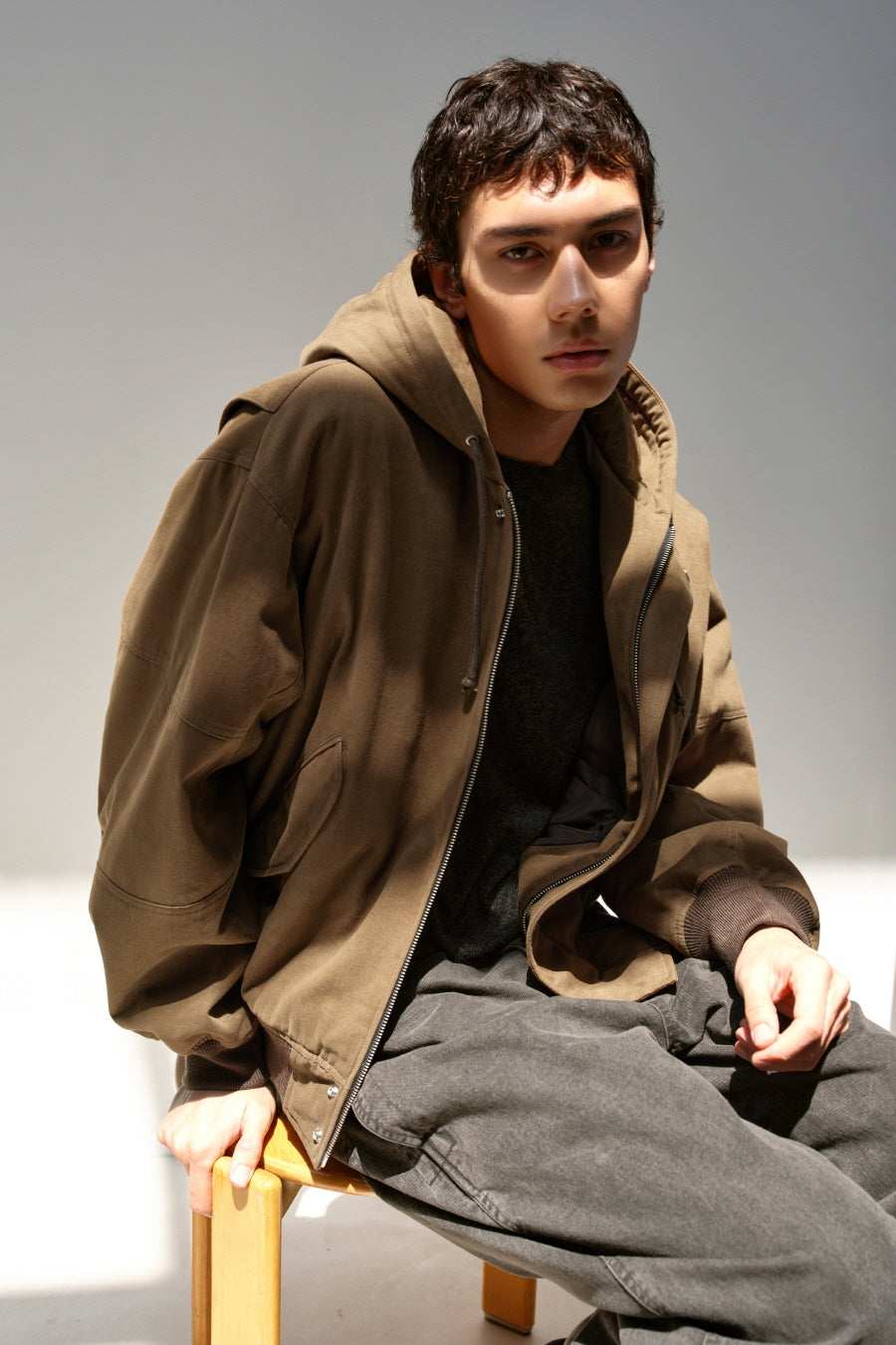 Insilence - Flight Hooded Bomber (Brown) product image 2 | TRAB K-Fashion Australia