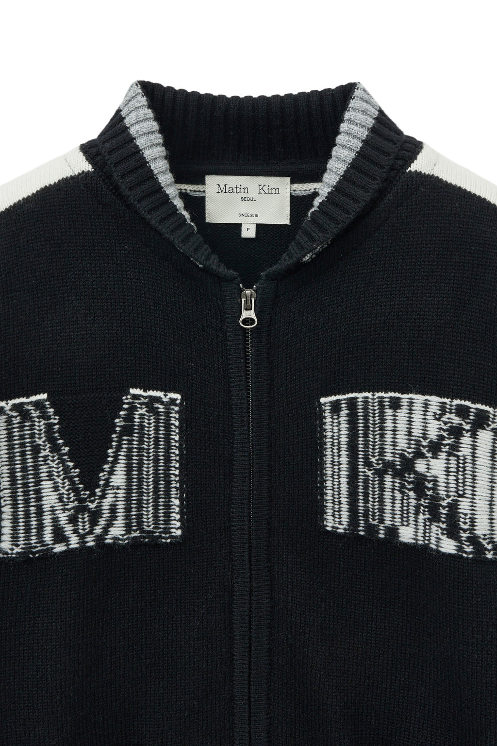 Matin Kim - Matin Kim Initial Knit Zip Up (Black) product image 3 | TRAB K-Fashion Australia
