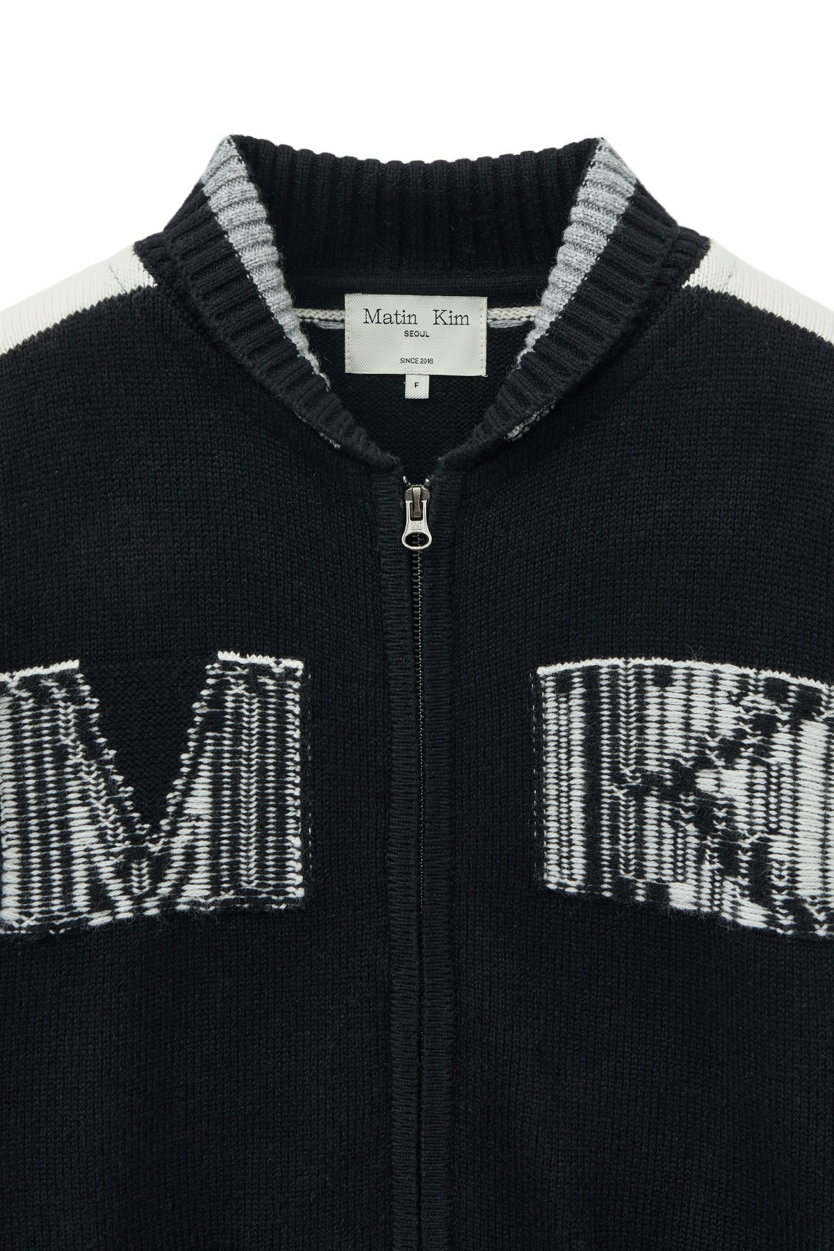 Matin Kim - Matin Kim Initial Knit Zip Up (Black) product image 3 | TRAB K-Fashion Australia