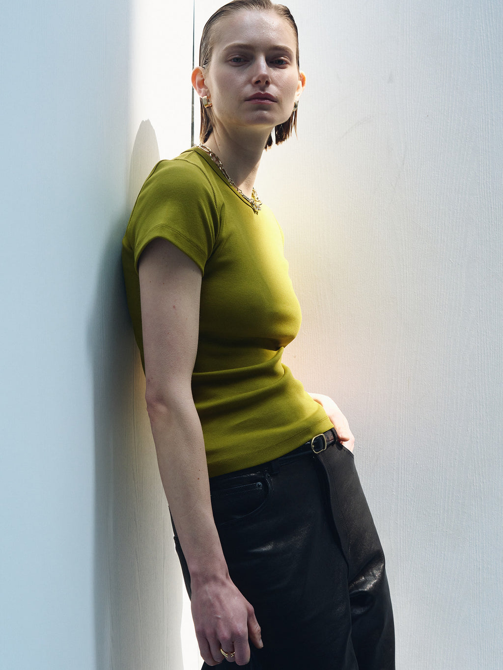 Tonywack - Ribbed Half Sleeve T-Shirts (Olive) product image 5 | TRAB K-Fashion Australia