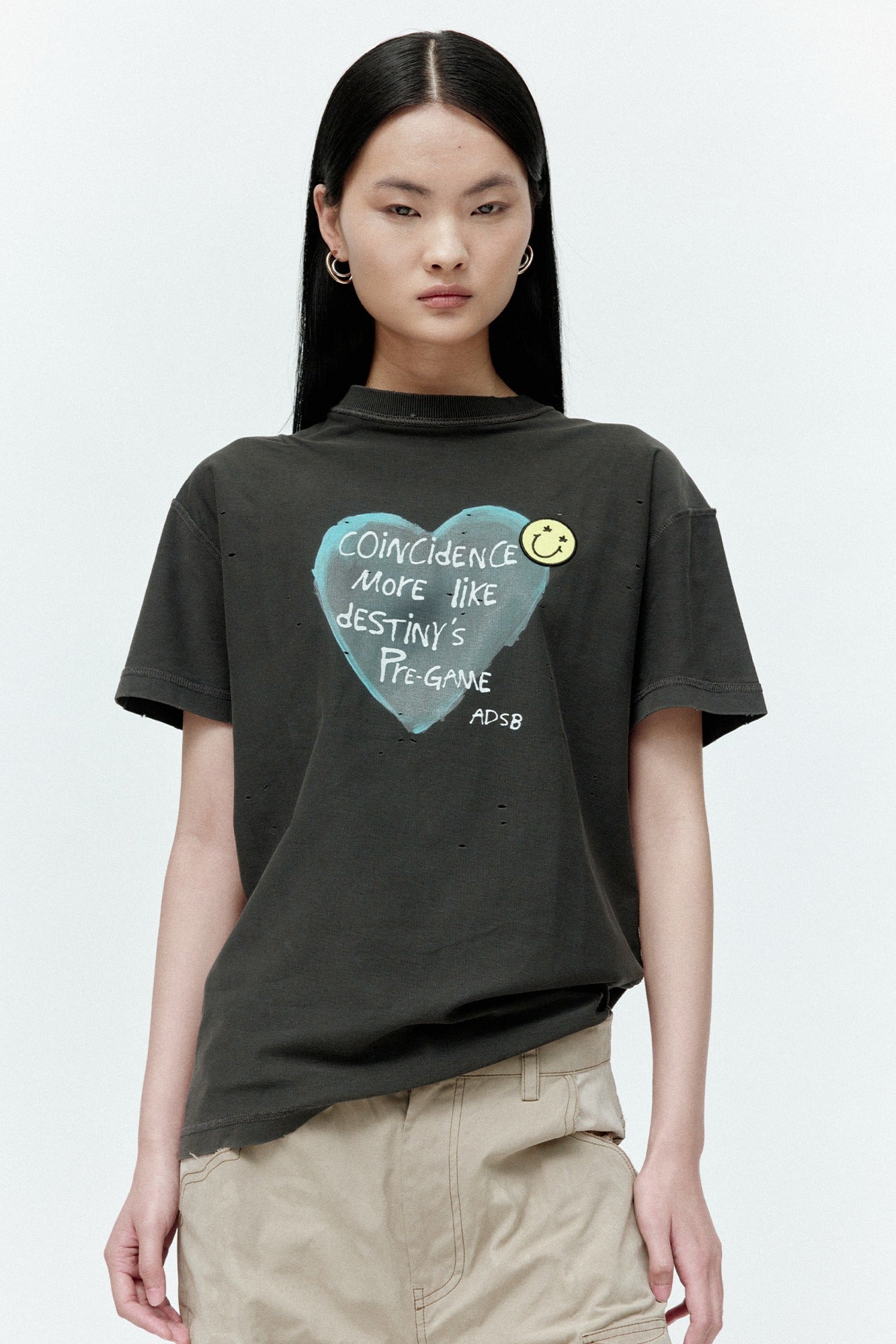 Andersson Bell - Unisex Heart Message T-Shirt (Charcoal) product image 1 | TRAB K-Fashion Australia