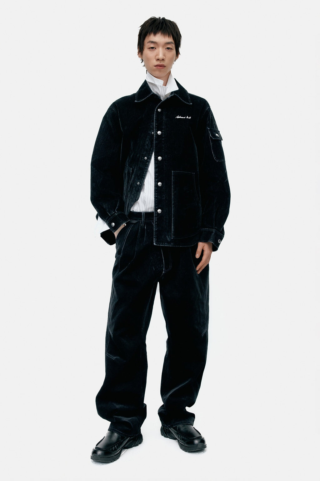 Andersson Bell - Padded Velvet Denim Shirt (Black) product image 1 | TRAB K-Fashion Australia