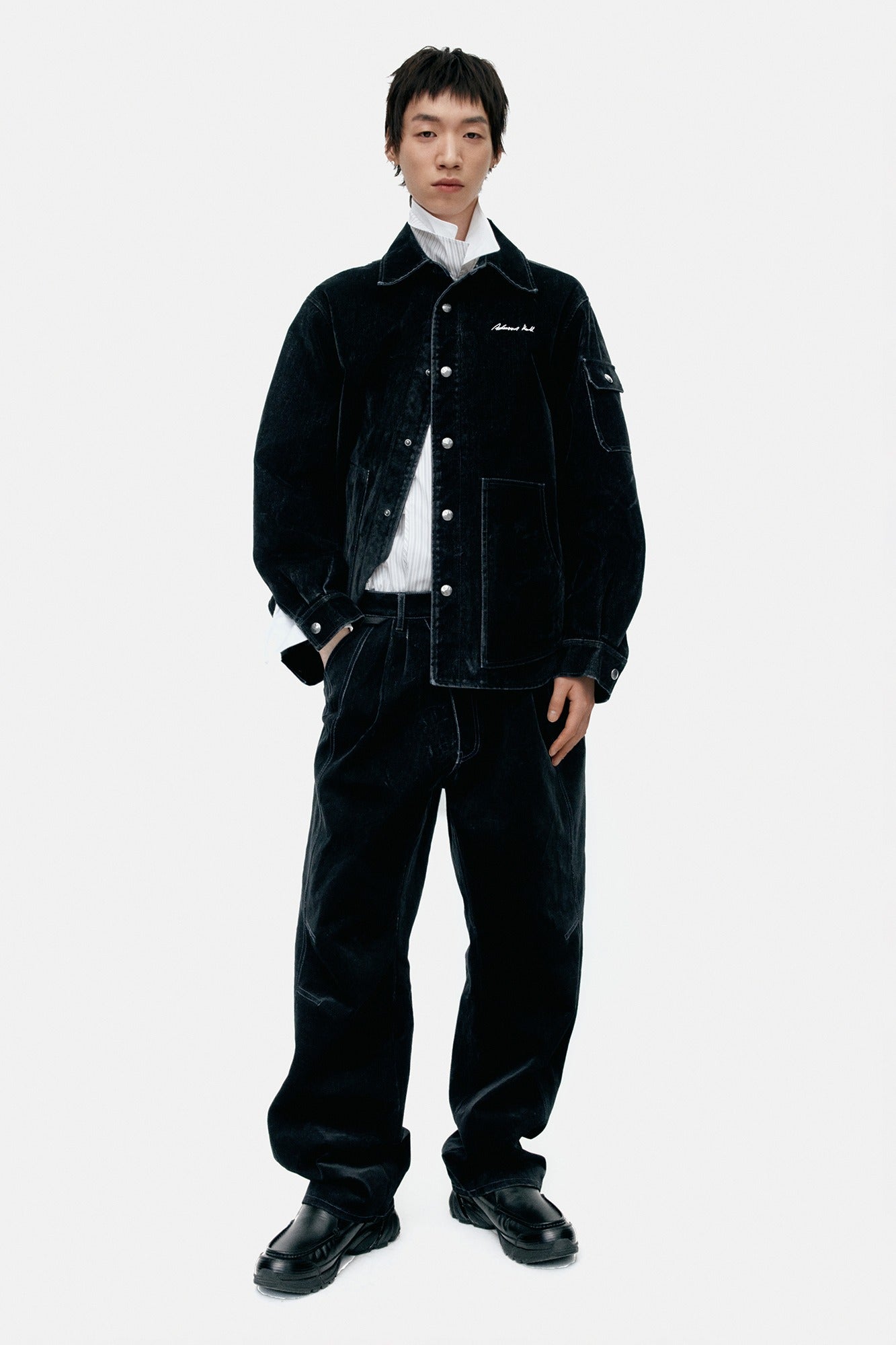 Andersson Bell - Padded Velvet Denim Shirt (Black) product image 1 | TRAB K-Fashion Australia