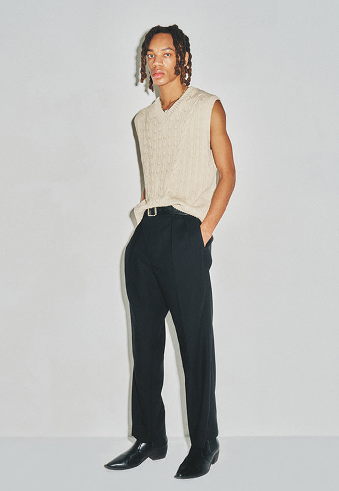 Tonywack - Cotton Twist V-Cable Knit Vest (Natural) product image 8 | TRAB K-Fashion Australia