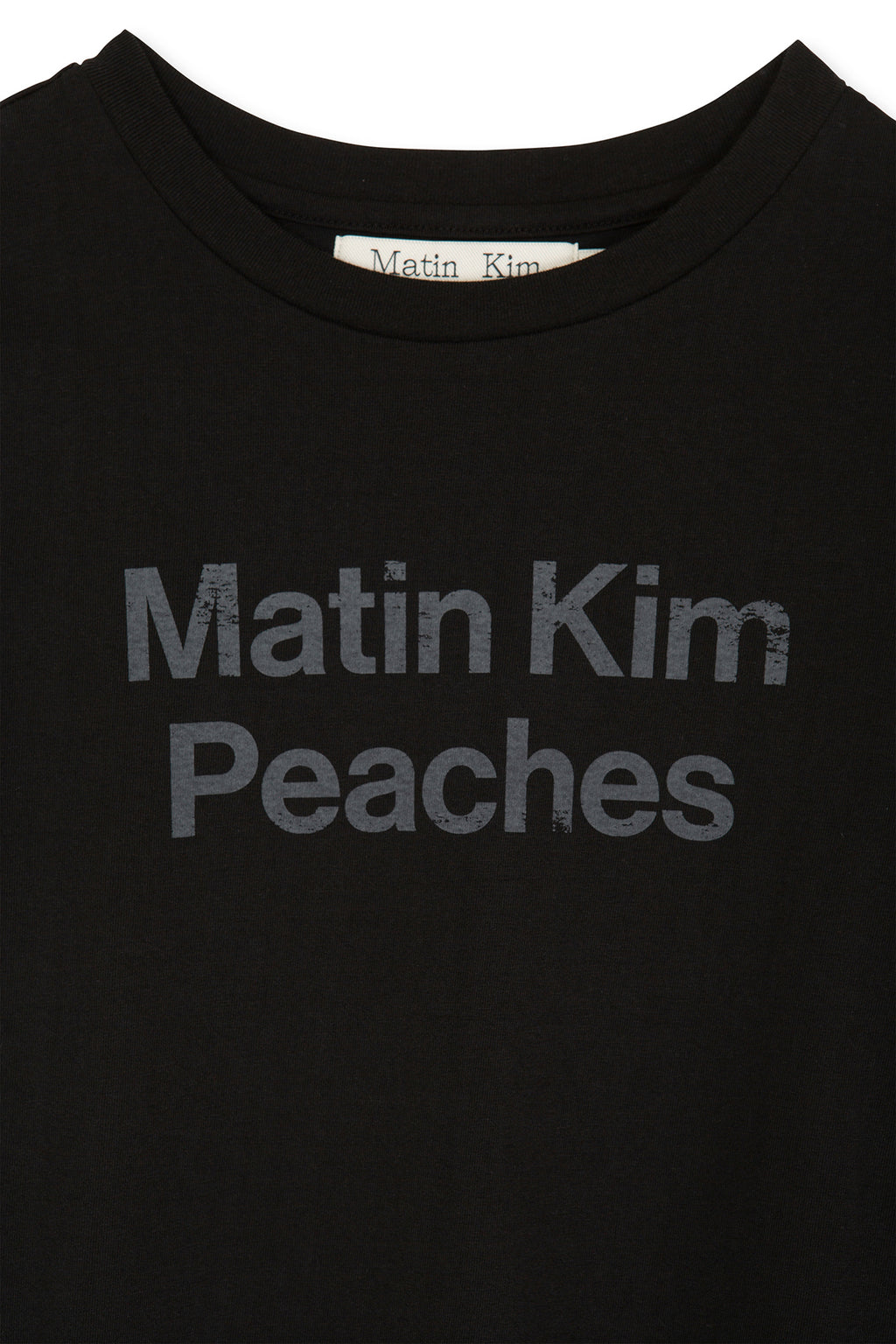 Matin Kim - Peaches Logo Graphic Crop Top (Black) product image 5 | TRAB K-Fashion Australia