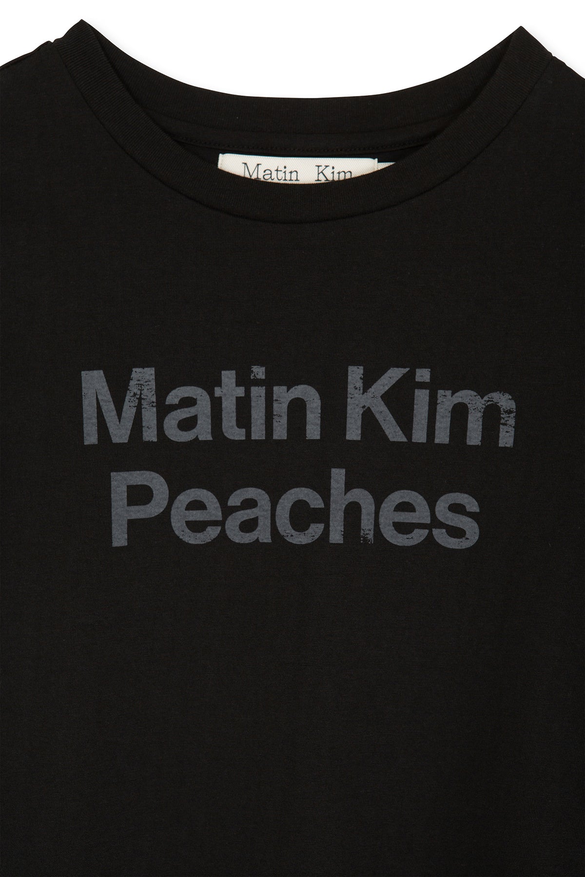 Matin Kim - Peaches Logo Graphic Crop Top (Black) product image 5 | TRAB K-Fashion Australia