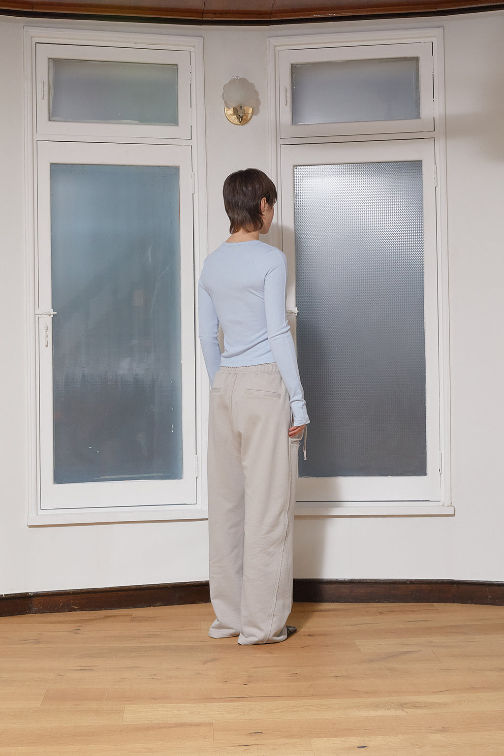 Matin Kim - Finger Hole Logo Printing Top (Light Blue) product image 7 | TRAB K-Fashion Australia