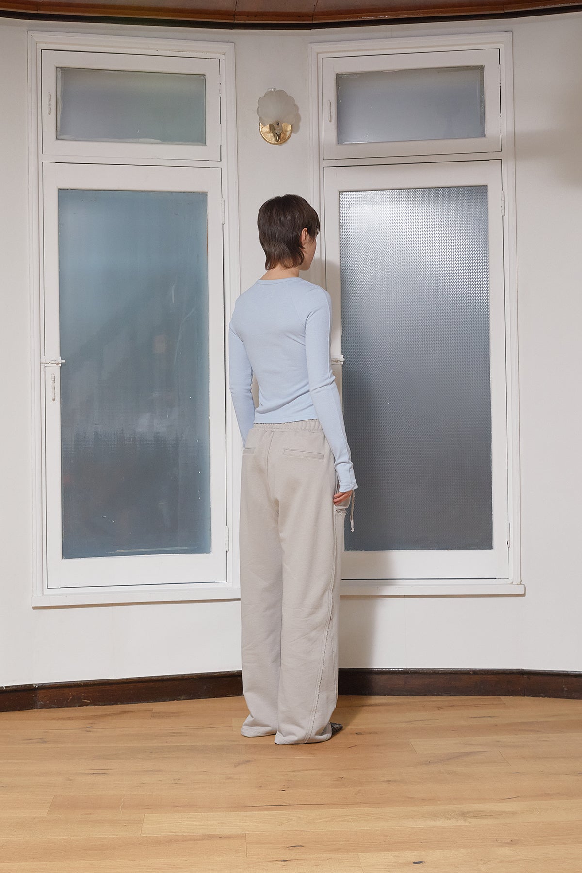 Matin Kim - Finger Hole Logo Printing Top (Light Blue) product image 7 | TRAB K-Fashion Australia