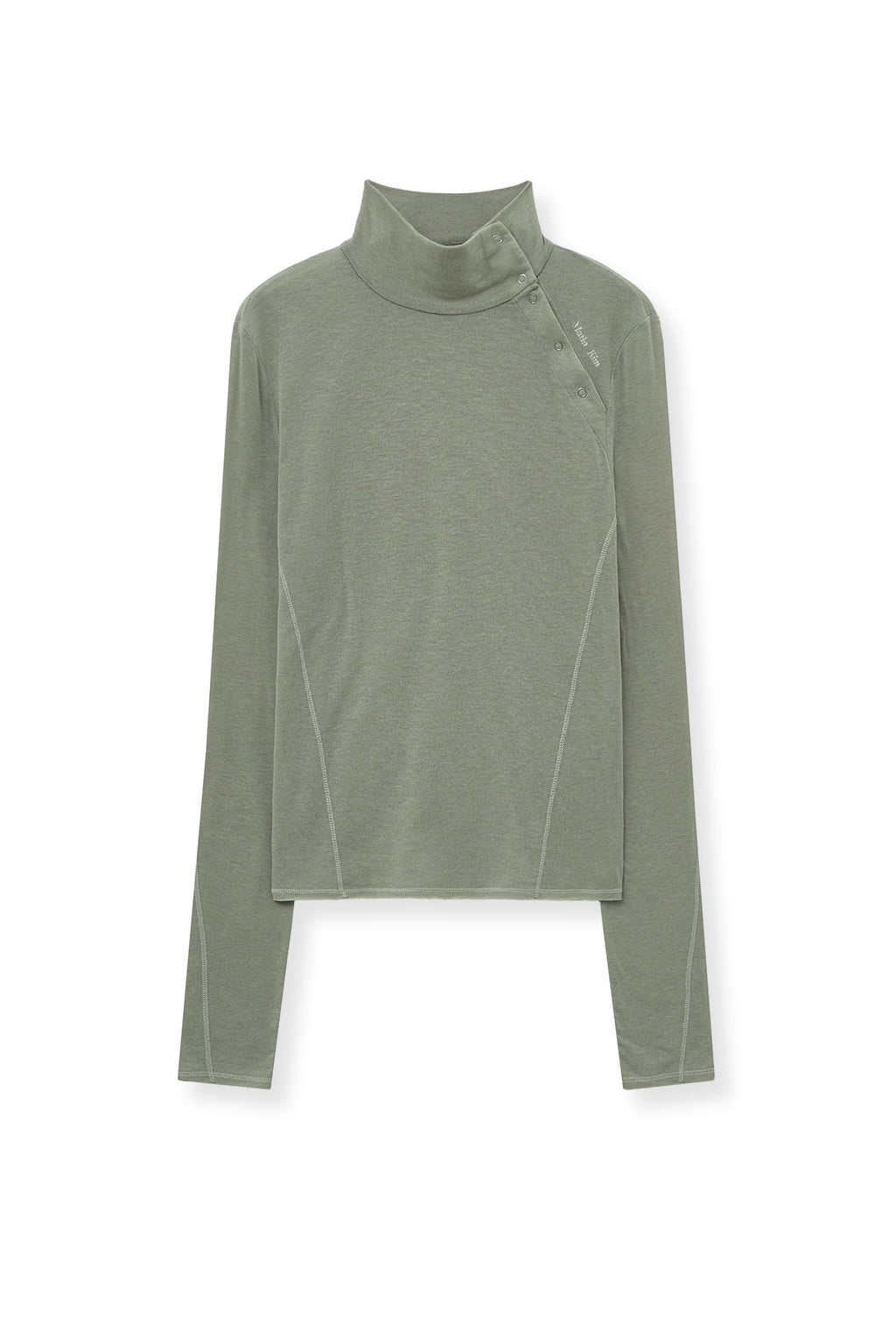 Matin Kim - Button Slit Half Neck Top (Beige) product image 1 | TRAB K-Fashion Australia
