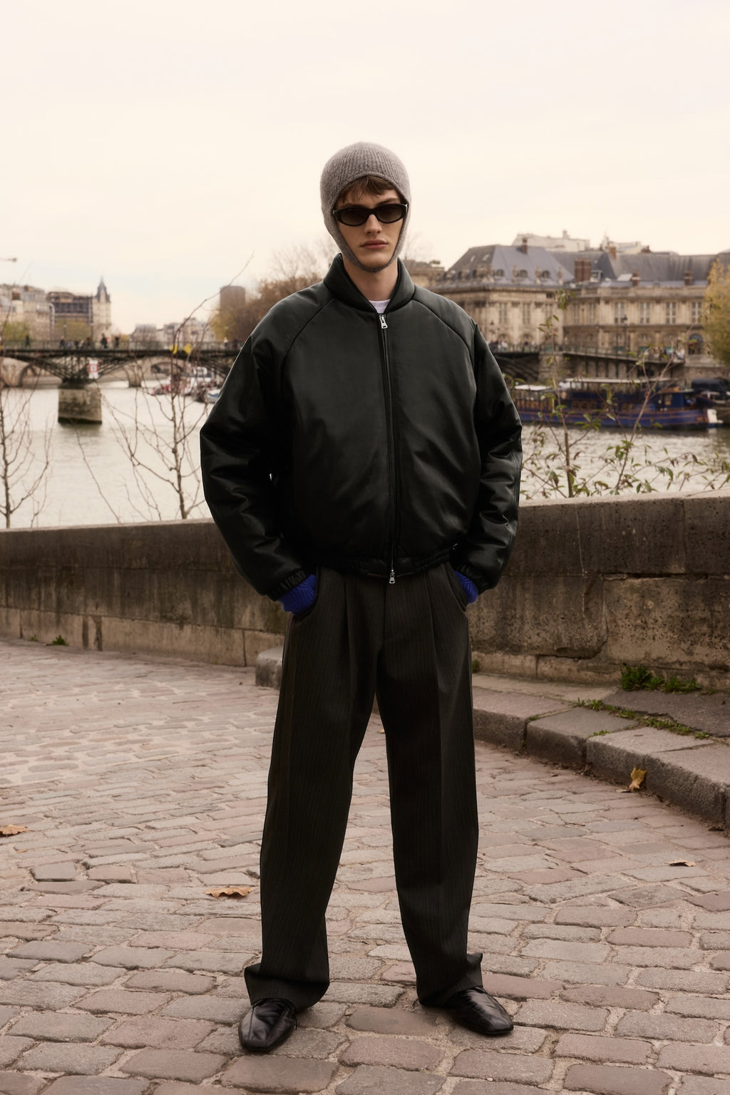 STU - Padded Lambskin Bomber In (Black) product image 1 | TRAB K-Fashion Australia