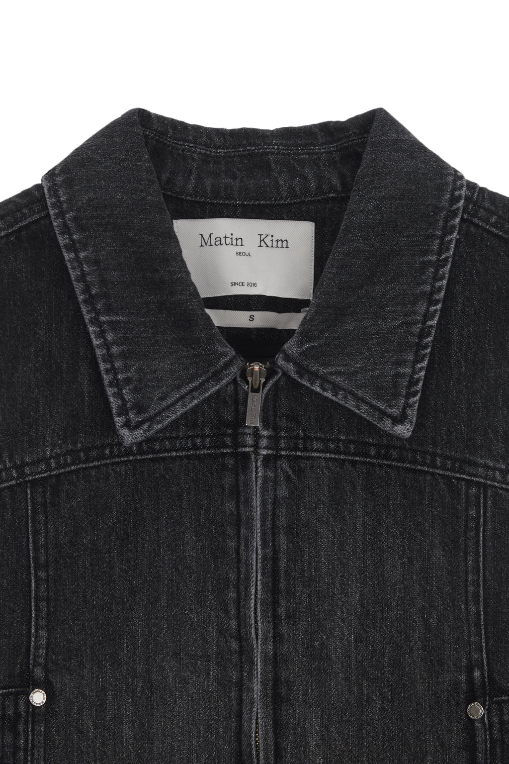 Matin Kim - Slim Zip Up Denim Vest (Black) product image 3 | TRAB K-Fashion Australia