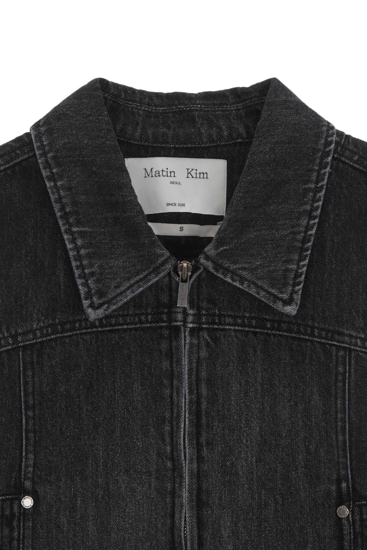 Matin Kim - Slim Zip Up Denim Vest (Black) product image 3 | TRAB K-Fashion Australia