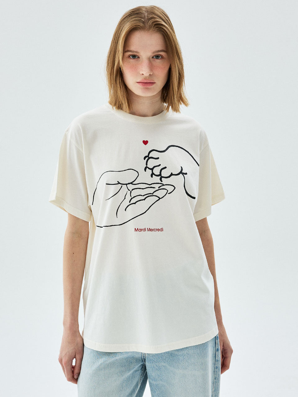 Mardi Mercredi - Tshirt Drawing Ch Ddanji Paw To Hand (Cream) product image 1 | TRAB K-Fashion Australia