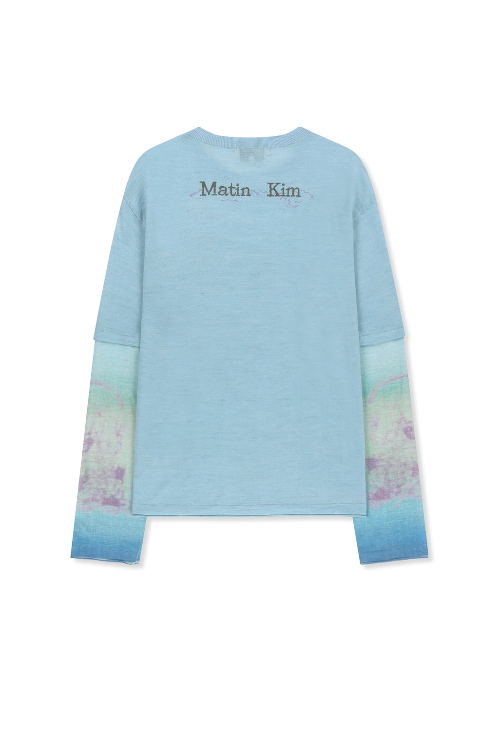 Matin Kim - Sleeve Print Knit Pullover (Light Blue) product image 2 | TRAB K-Fashion Australia