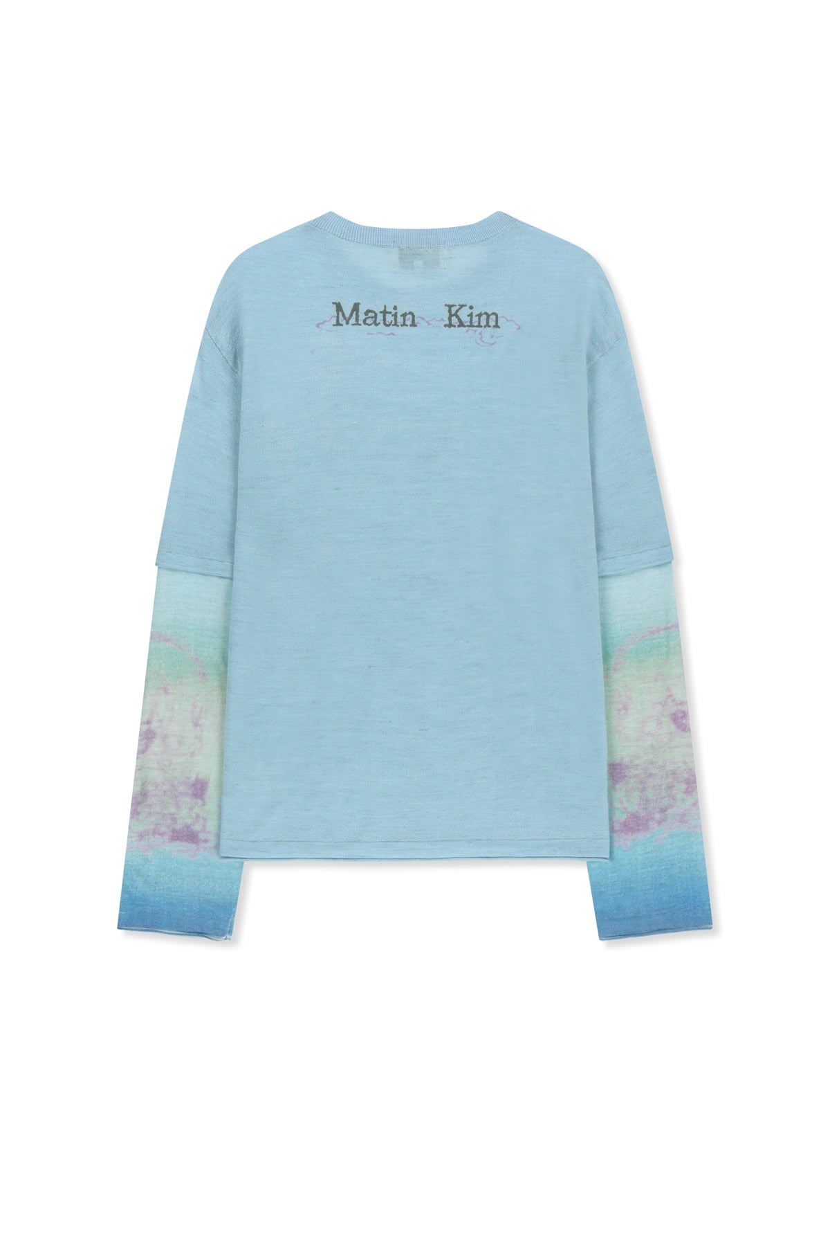 Matin Kim - Sleeve Print Knit Pullover (Light Blue) product image 2 | TRAB K-Fashion Australia