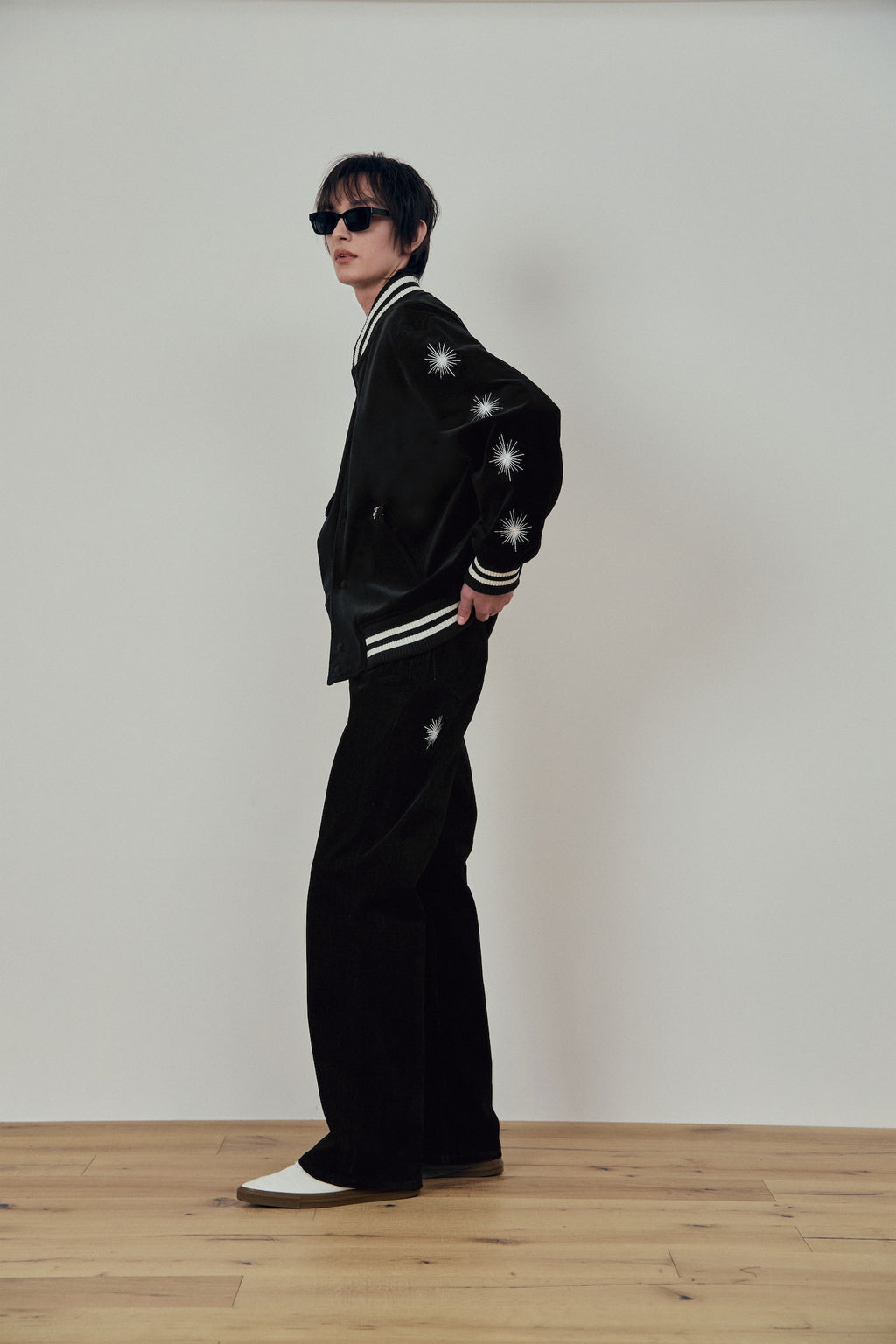 Stu - Embroidery Velvet Denim Pants (Black) product image 5 | TRAB K-Fashion Australia