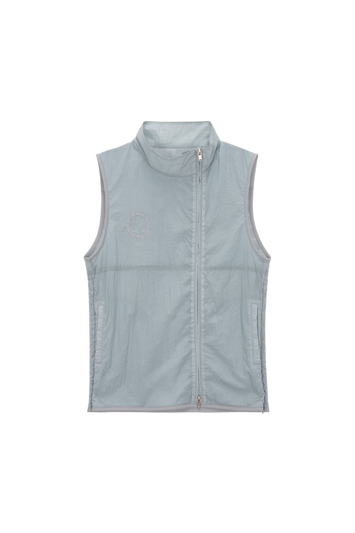 Matin Kim - High Neck Taping Zip Up Vest (Smoke Blue) product image 1 | TRAB K-Fashion Australia