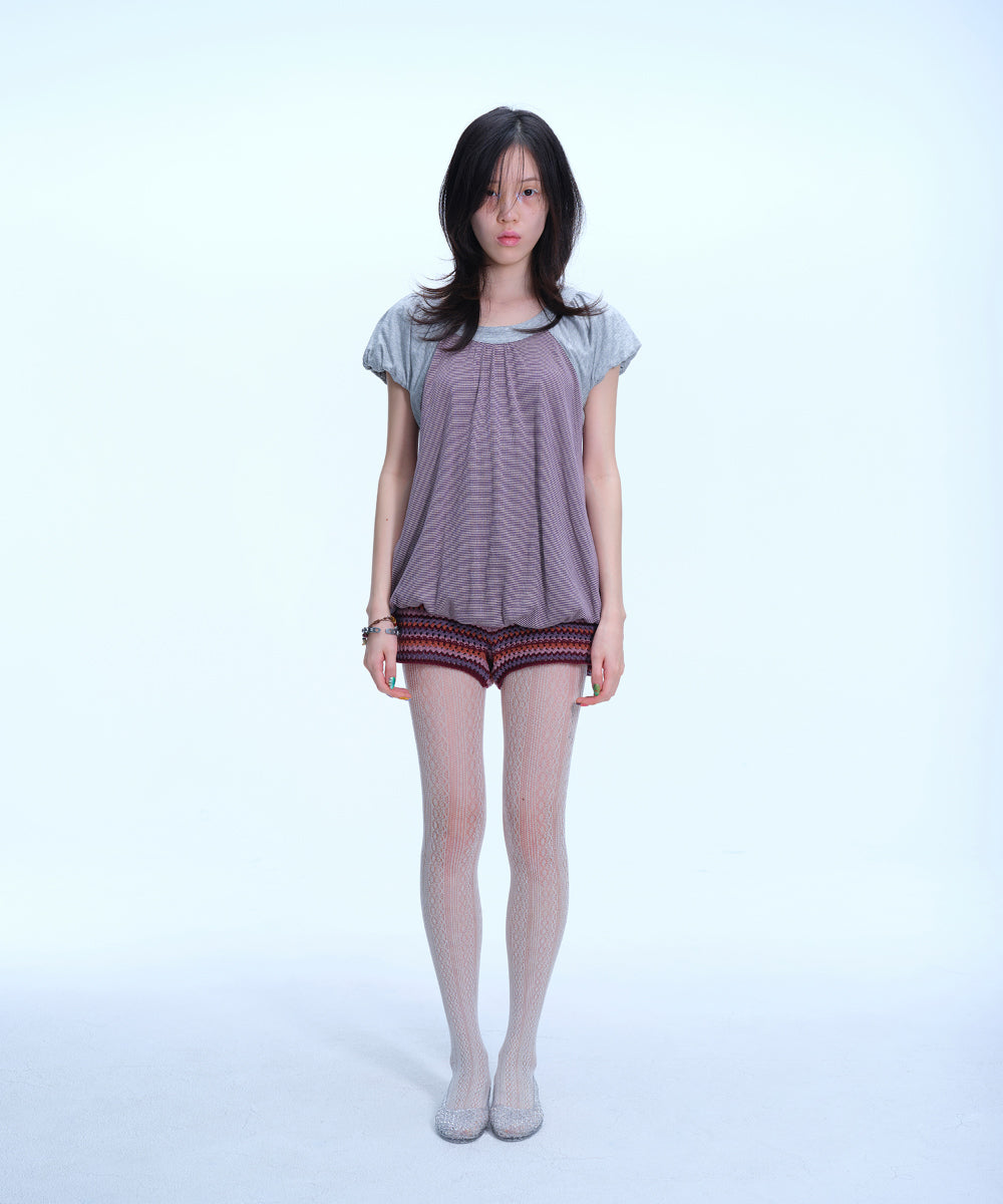 Coyseio - Striped Crochet Knit Shorts (Wine) product image 8 | TRAB K-Fashion Australia