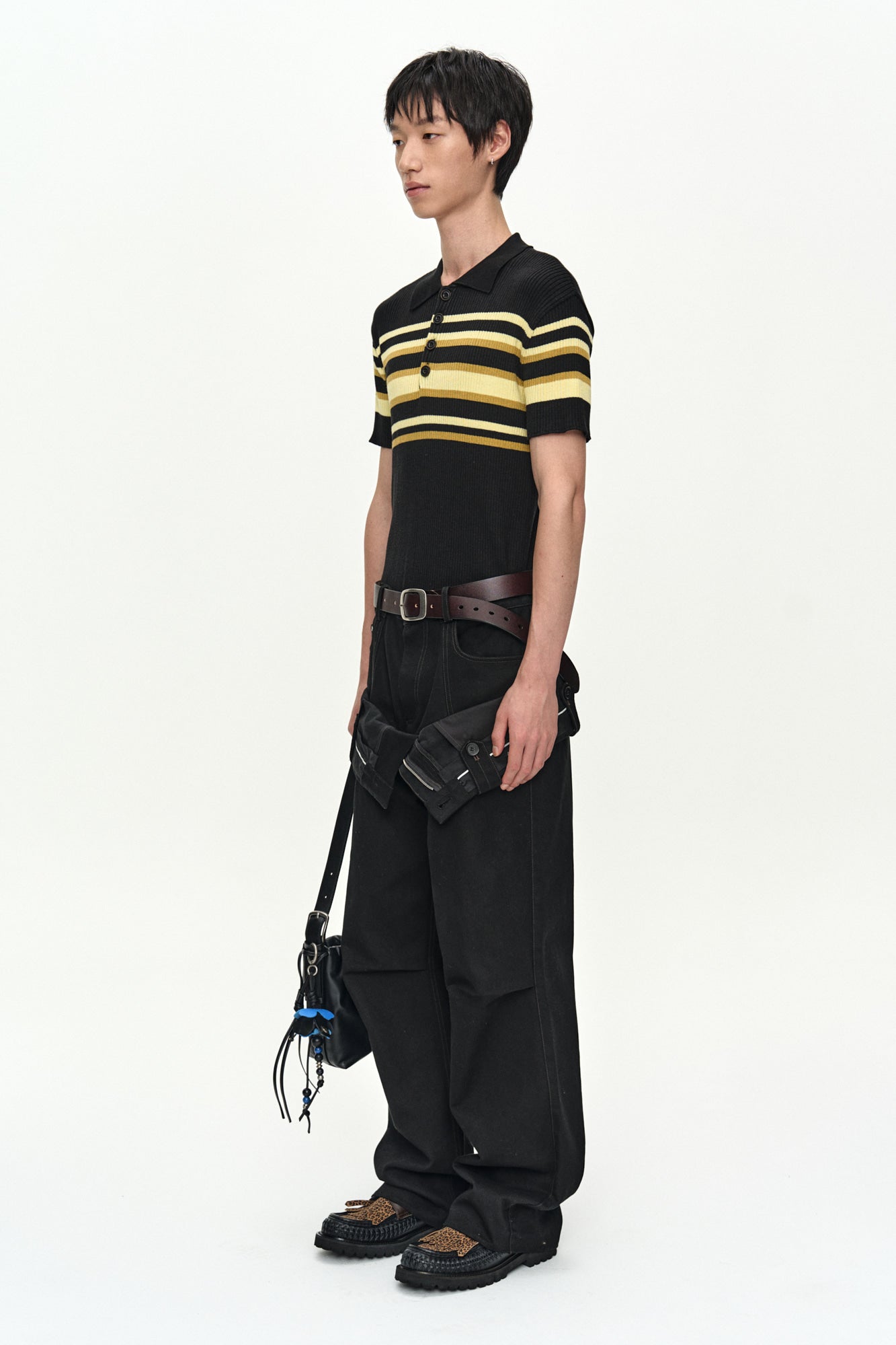 Andersson Bell - Pitt Stripe Polo Sweater (Black/Lemon) product image 3 | TRAB K-Fashion Australia