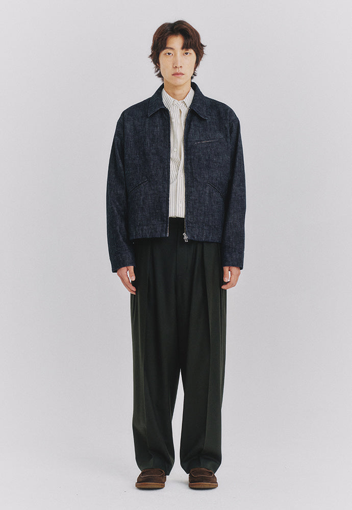 Art if acts - Reverse Wool Two Tuck Pants (Olive Charcoal) product image 3 | TRAB K-Fashion Australia