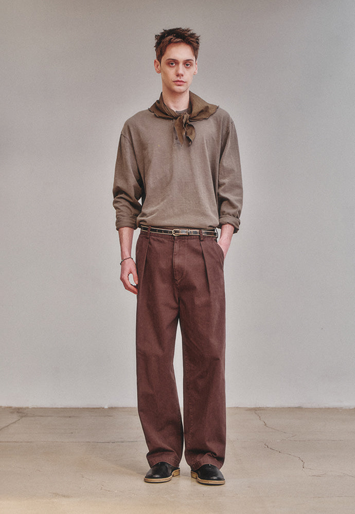 Art if acts - One Tuck Chino Pants (Brown) product image 2 | TRAB K-Fashion Australia