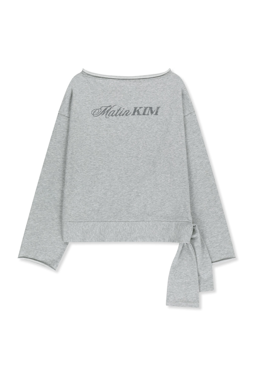 Matin Kim - Back Logo Raw Cut Boat Neck Top (Grey) product image 2 | TRAB K-Fashion Australia