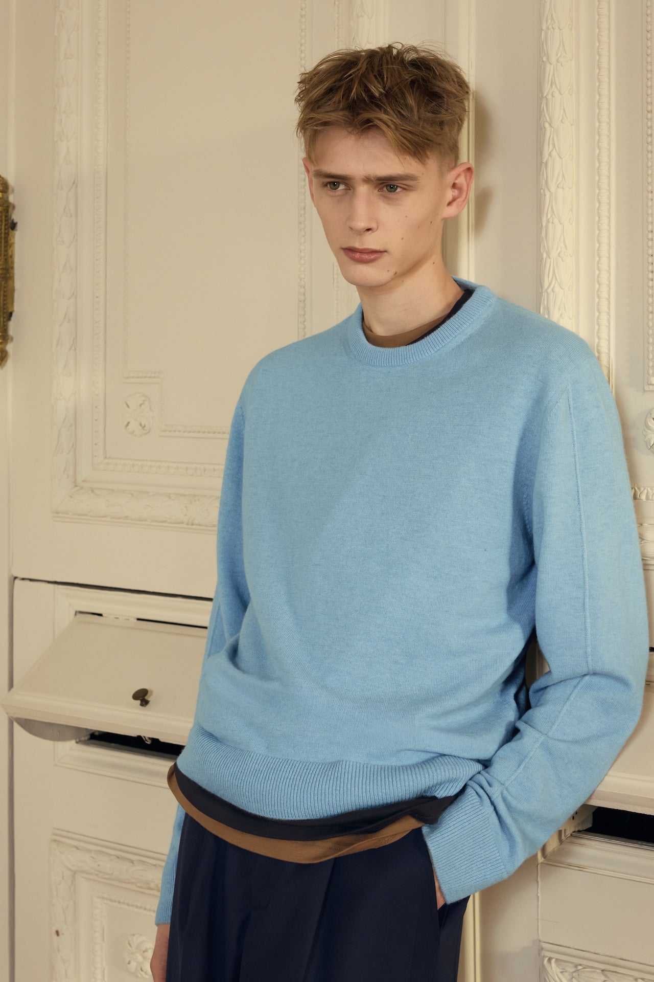 STU - Pin Tuck Round Neck Knit (Sky Blue) product image 11 | TRAB K-Fashion Australia