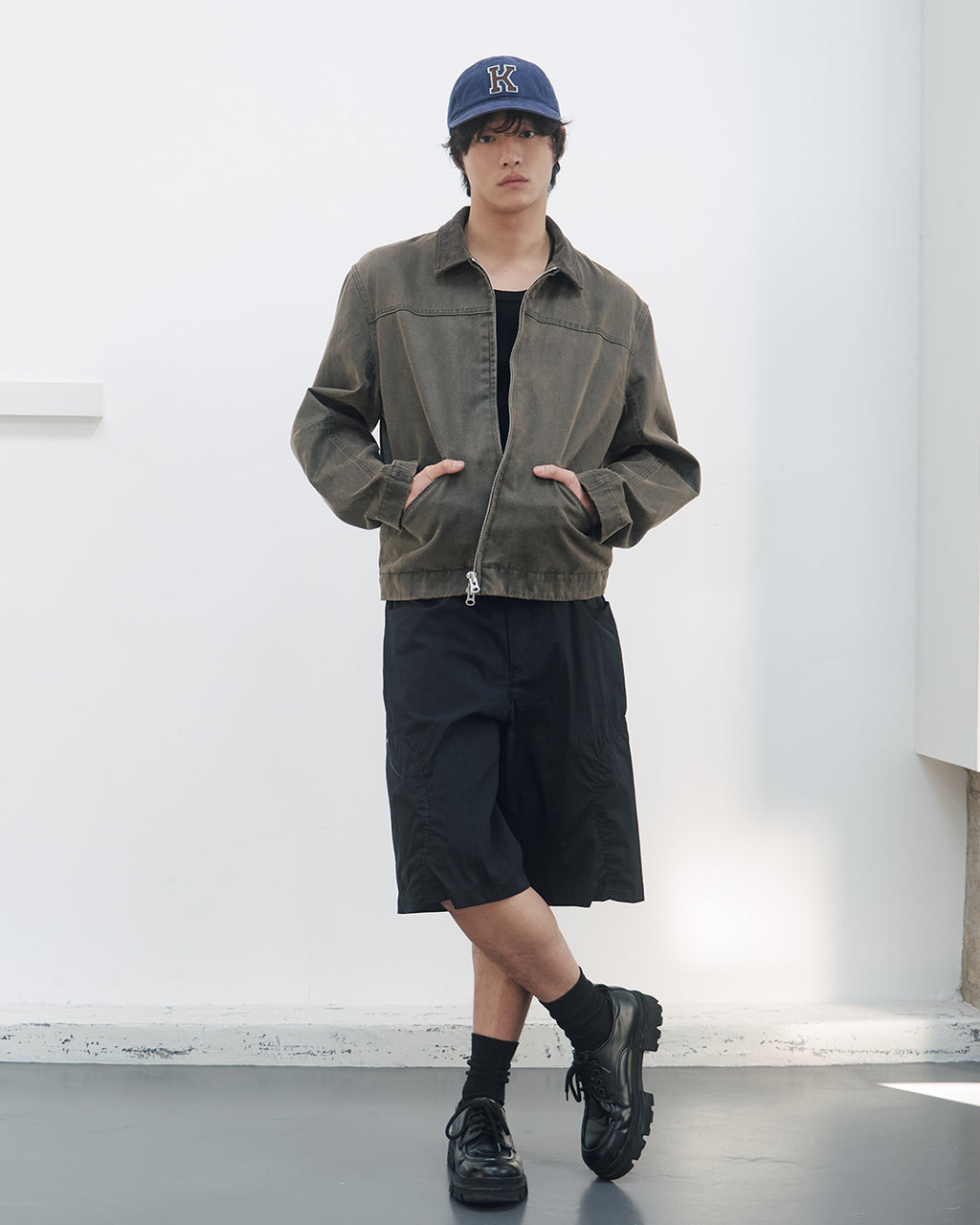 Kijun - Washed Leather Work Jacket (Khaki Brown) product image 4 | TRAB K-Fashion Australia