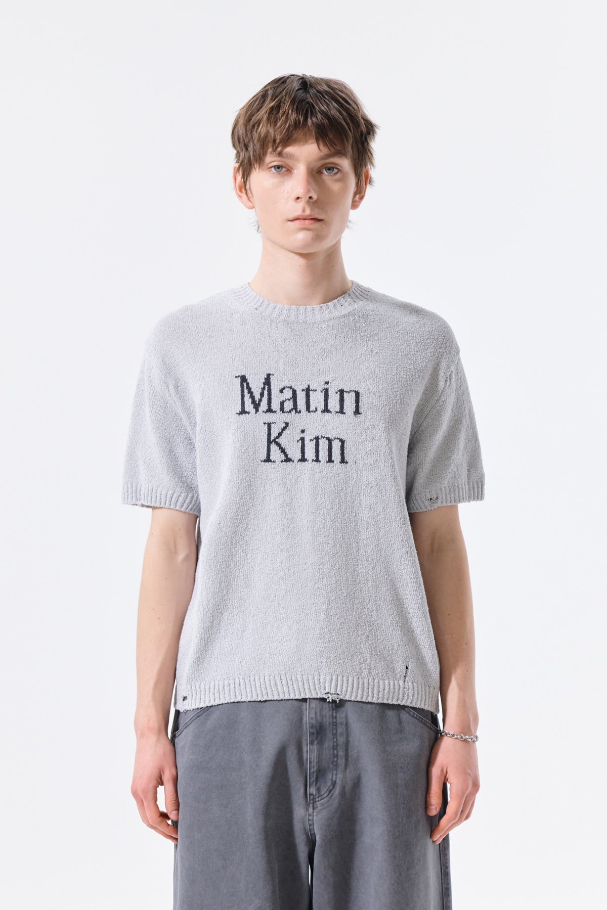 Matin Kim - Half Sleeve Logo Pullover (Light Grey) product image 5 | TRAB K-Fashion Australia