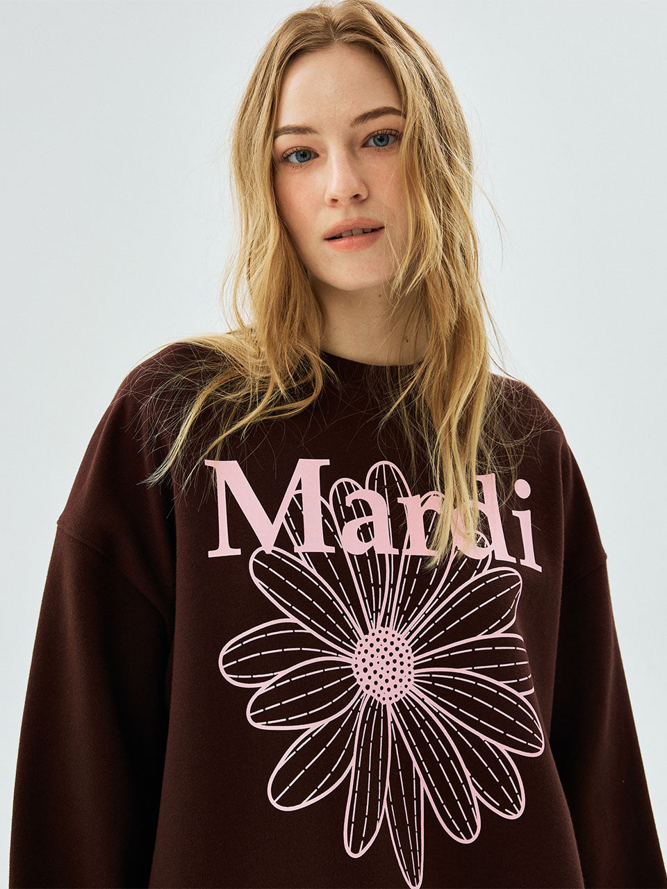 Mardi Mercredi - [Pre-Order – Ships June 26] Sweatshirt Flowermardi (Brown Palepink) product image 1 | TRAB K-Fashion Australia