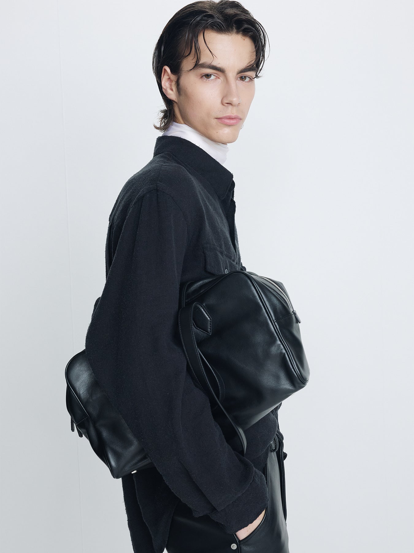 Tonywack - Brushed Silk Linen Utility Shirt (Black) product image 4 | TRAB K-Fashion Australia