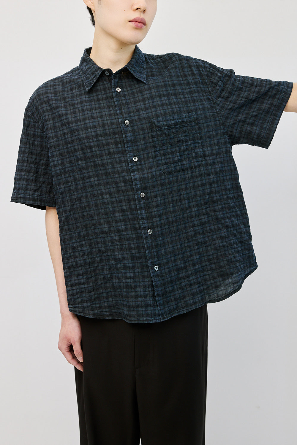 Hatchingroom - Arrow Shirt Over Dyed Check (Blue) product image 12 | TRAB K-Fashion Australia