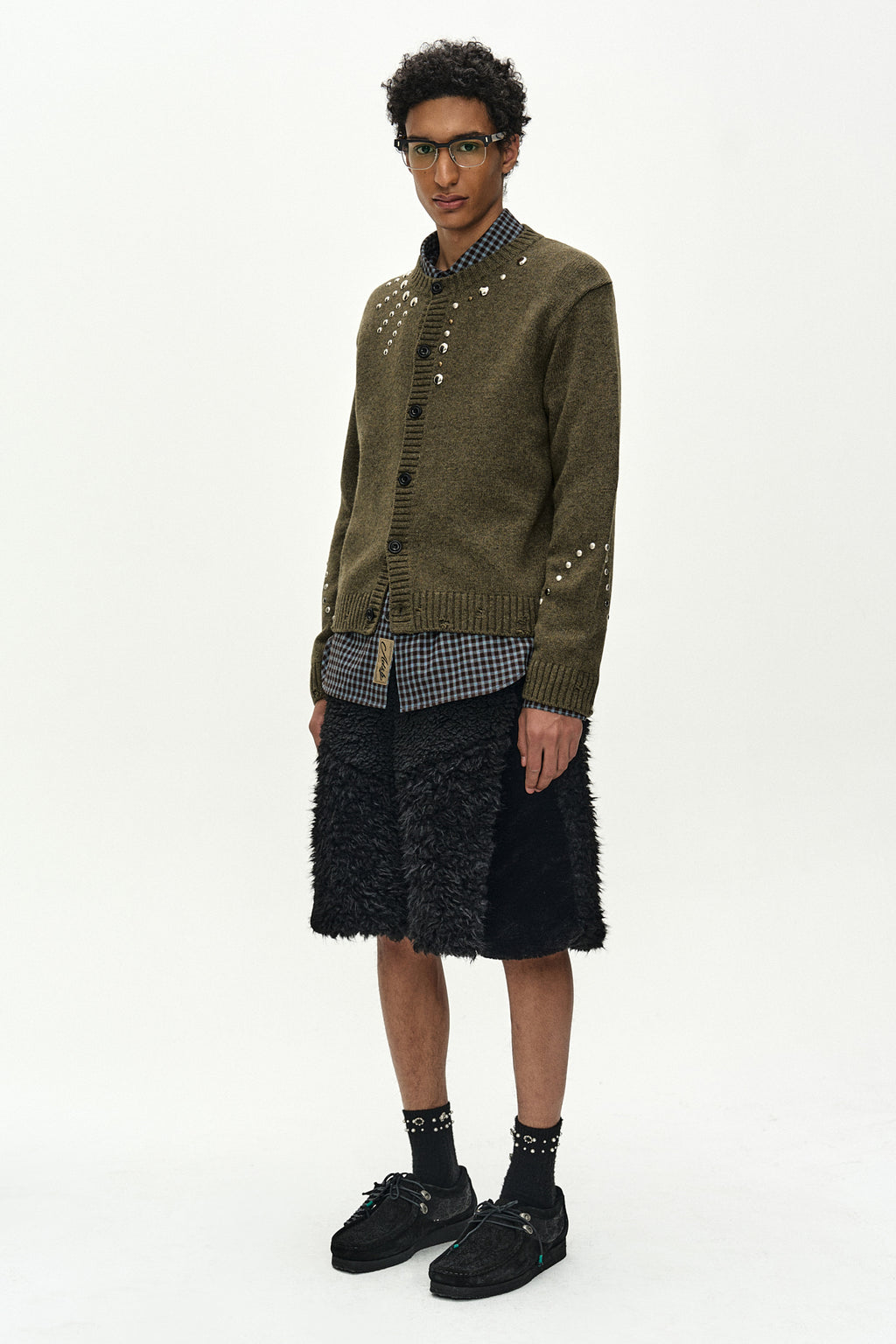 Andersson Bell - Kenley Faux Fur Patchwork Shorts (black) (Black) product image 3 | TRAB K-Fashion Australia