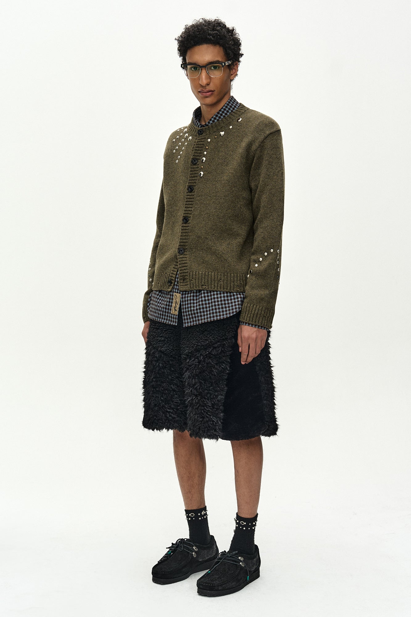 Andersson Bell - Kenley Faux Fur Patchwork Shorts (black) (Black) product image 3 | TRAB K-Fashion Australia