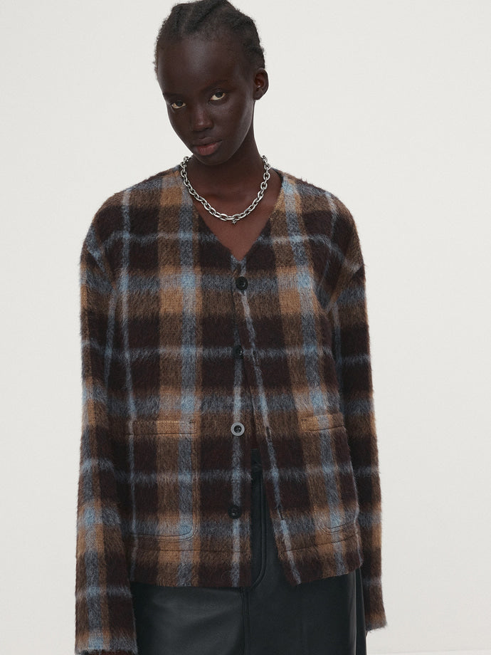 Tonywack - Checked Wool Mohair Blouson (Italian Fabric) (Brown) product image 3 | TRAB K-Fashion Australia