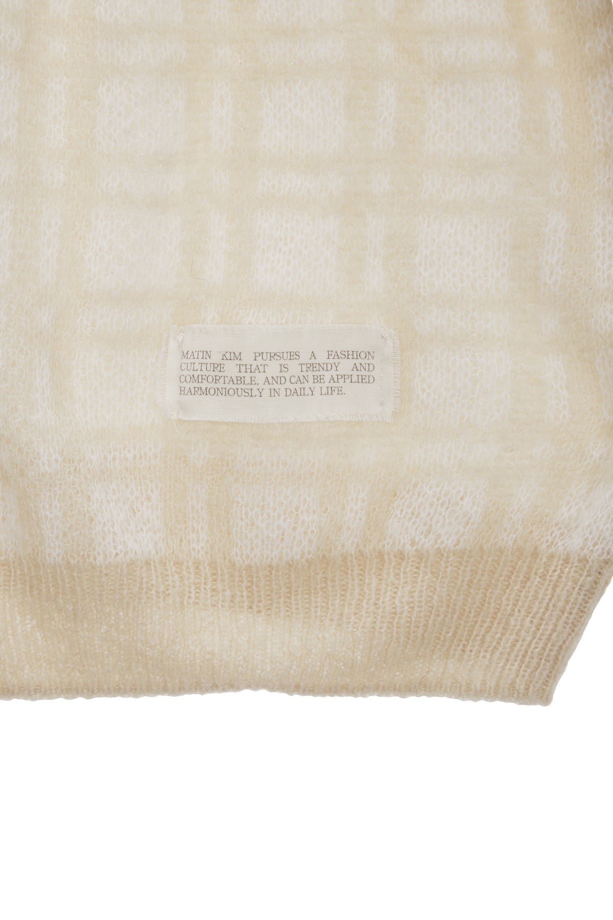 Matin Kim - Check Knit Hoodie Zip Up (Ivory) product image 4 | TRAB K-Fashion Australia